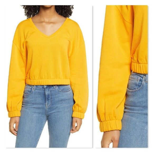 bp Tops - BP V-neck Fleece Sweatshirt size Medium in Orange Slice - NEW